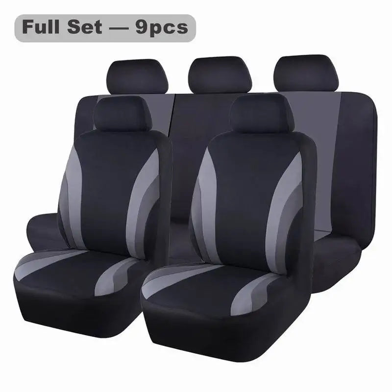 Universal Polyester Car Seat Cover 9-piece Full Set Breathable Fit for Car Seats Covers