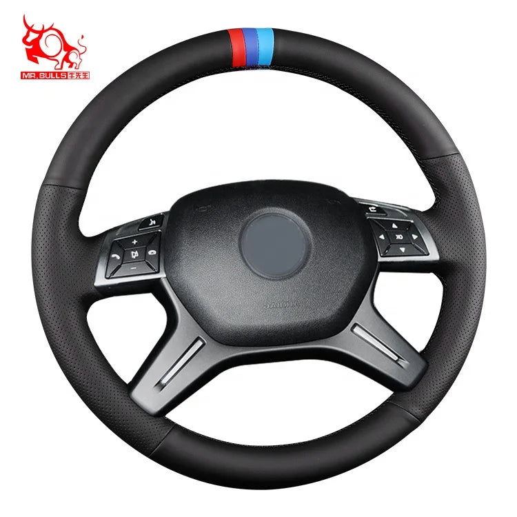 G65 AMG GL-Class G550 C-Class Luxury Leather Steering Wheel Cover Car Accessories Bling Interior Protection
