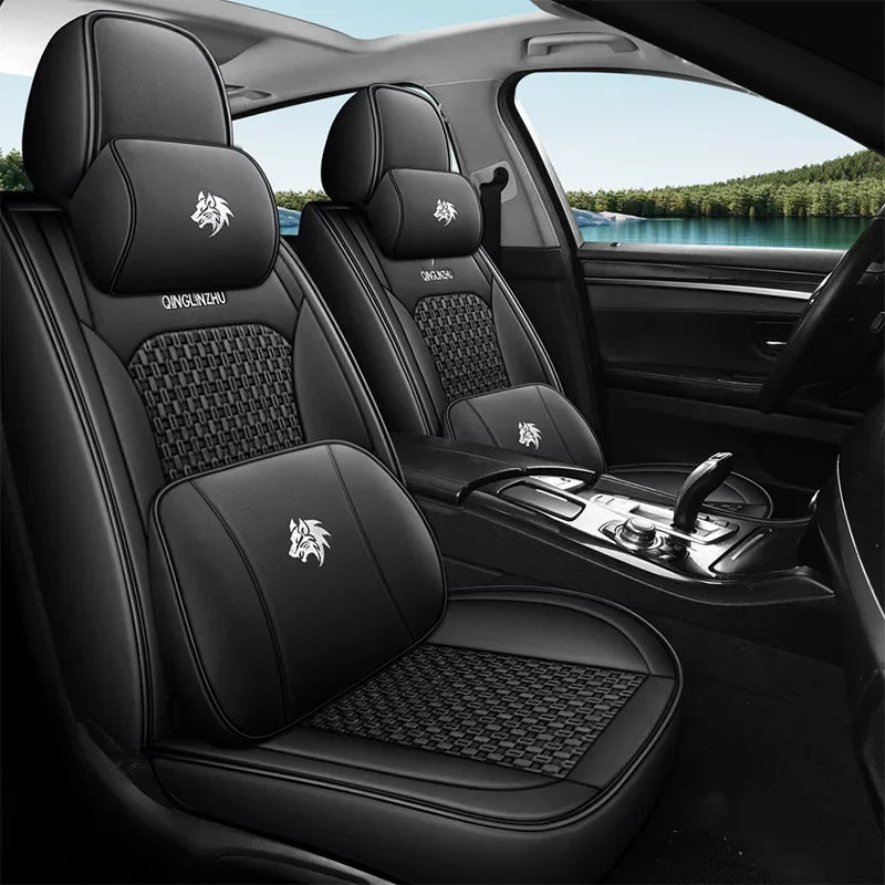 5D 9D Waterproof Leather Car Seat Cover Car Interior Accessories Full Set Universal Luxury Seat Cushions 13 Pcs for Cars