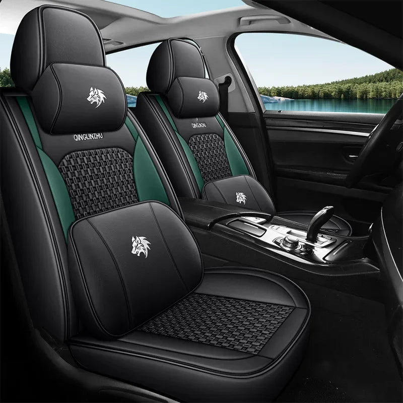 5D 9D Waterproof Leather Car Seat Cover Car Interior Accessories Full Set Universal Luxury Seat Cushions 13 Pcs for Cars