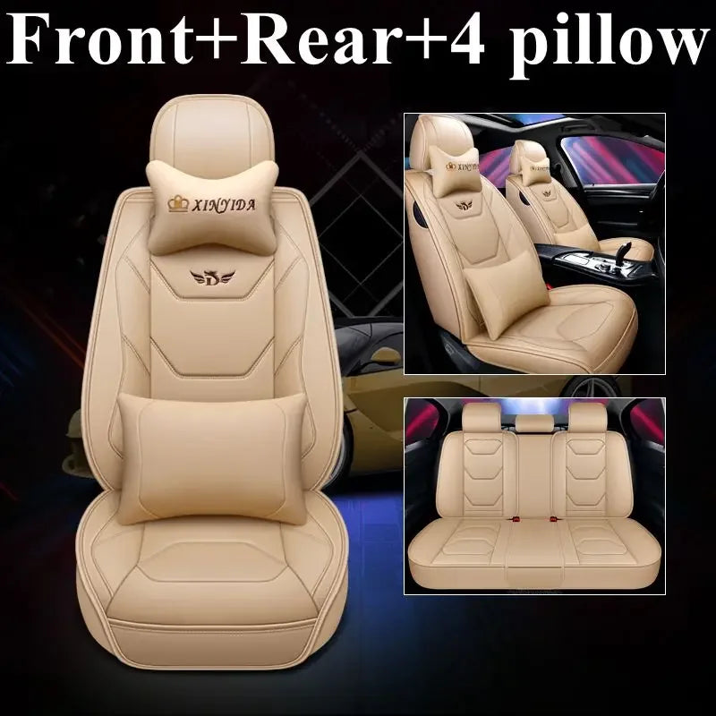 5D 9D Waterproof Leather Car Seat Cover Car Interior Accessories Full Set Universal Luxury Seat Cushions 13 Pcs for Cars