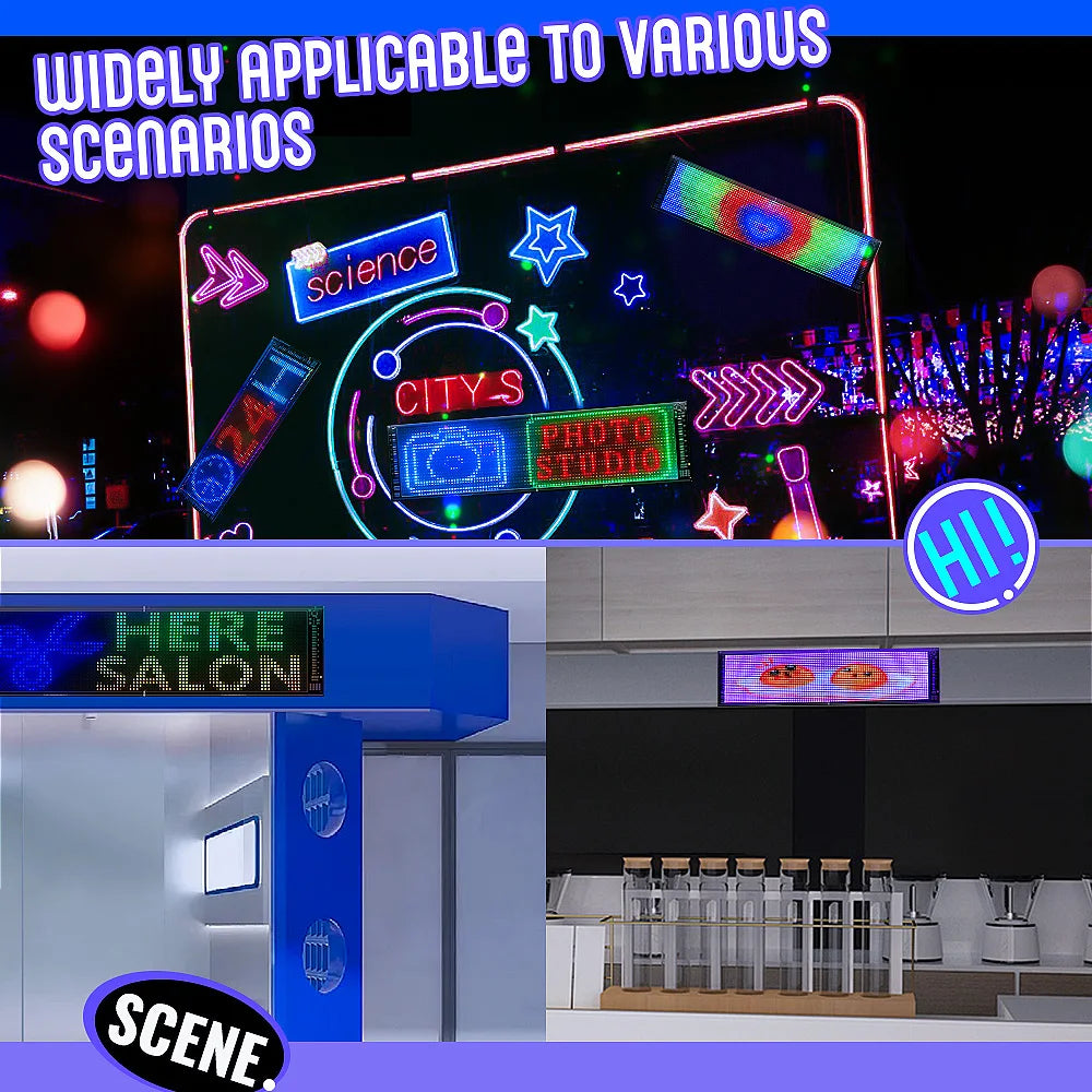 Double layer RGB Flexible Display Panel Screen, Programmable Sign with App, Personalised Light for Car, Shop, Hotel, Advertising