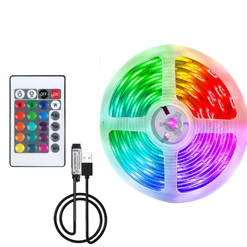 5V LED Strip Light RGB With USB 24Key Infrared Remote Control For Color Change Brightness SMD Suitable For Holiday Decoration