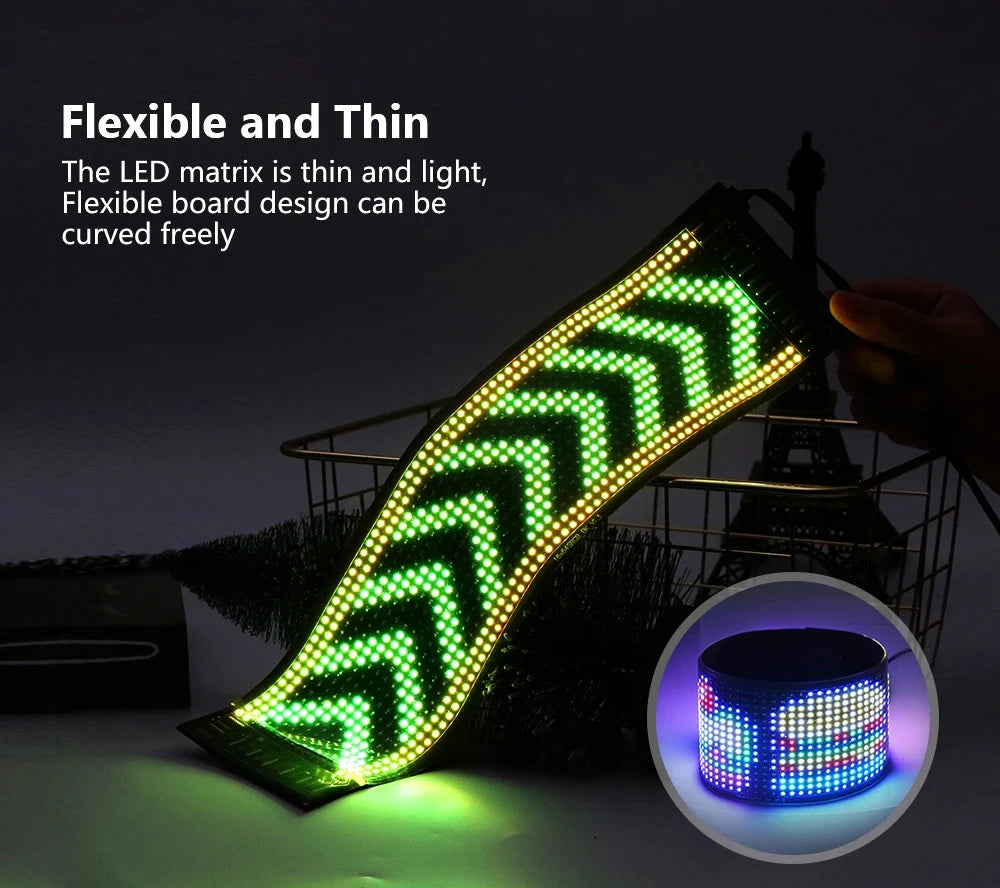 RGB LED Car Matrix Pixel Panel Truck Eyes Sign Animation DIY Programmable Bluetooth App Control Flexible Scrolling Display Light