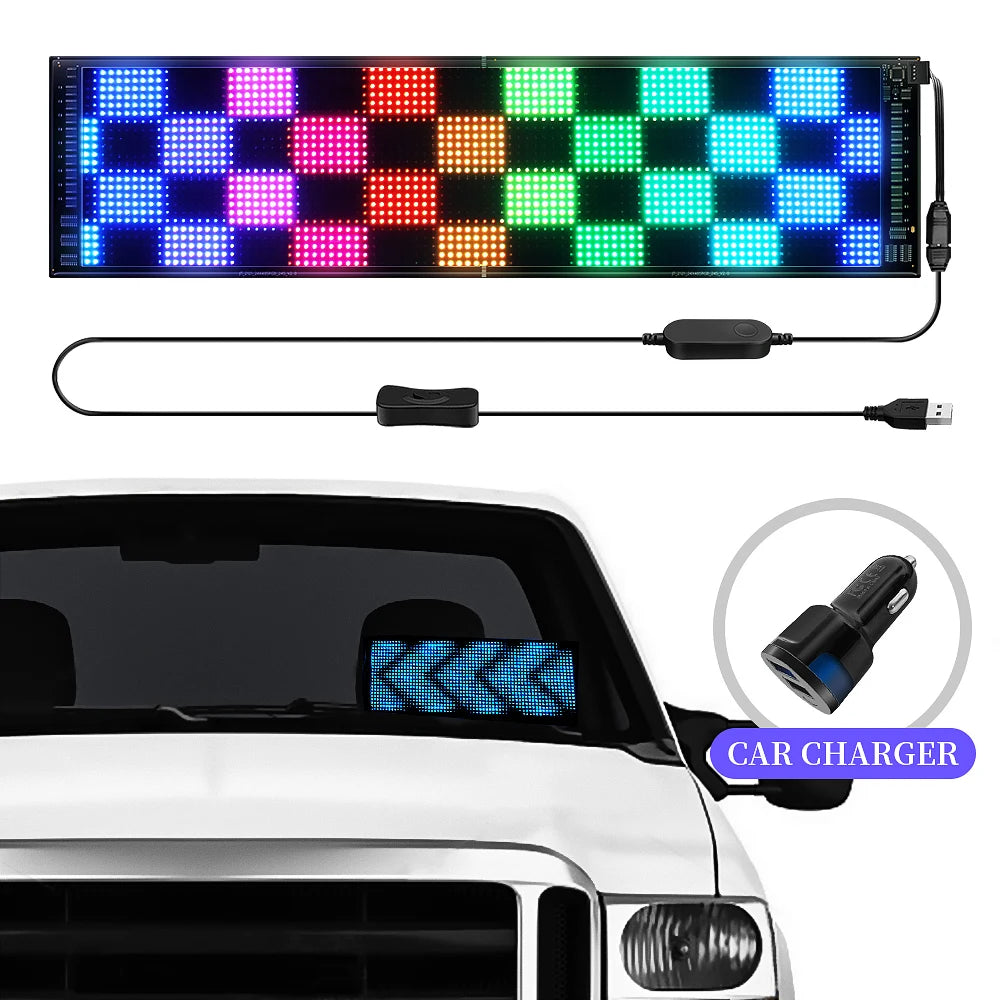 Double layer RGB Flexible Display Panel Screen, Programmable Sign with App, Personalised Light for Car, Shop, Hotel, Advertising