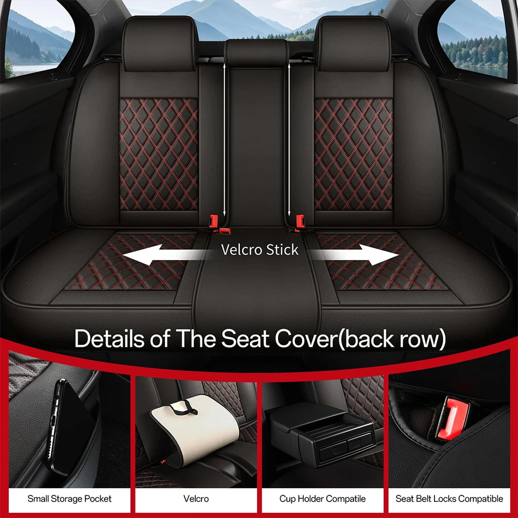 Leather 5pcs Car Seat Cover Protector Seat Waterproof Automotive Seat Covers Full Sets Breathable Universal Fit Full Seats Cover