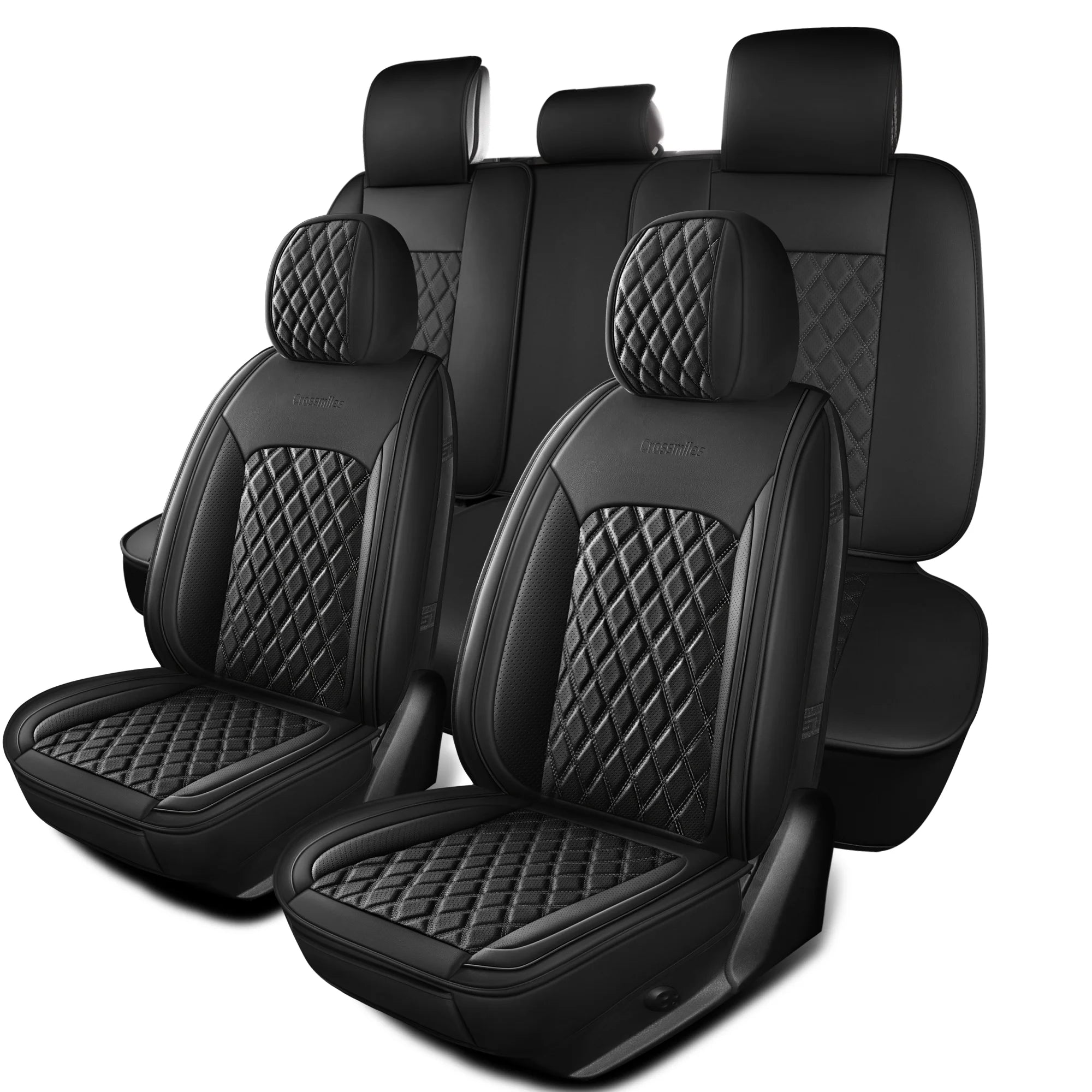 Leather 5pcs Car Seat Cover Protector Seat Waterproof Automotive Seat Covers Full Sets Breathable Universal Fit Full Seats Cover