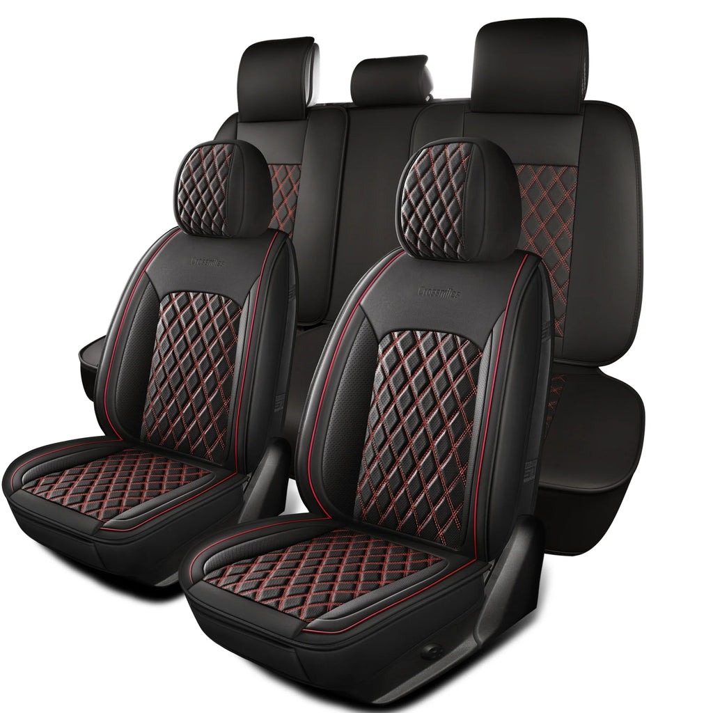 Leather 5pcs Car Seat Cover Protector Seat Waterproof Automotive Seat Covers Full Sets Breathable Universal Fit Full Seats Cover