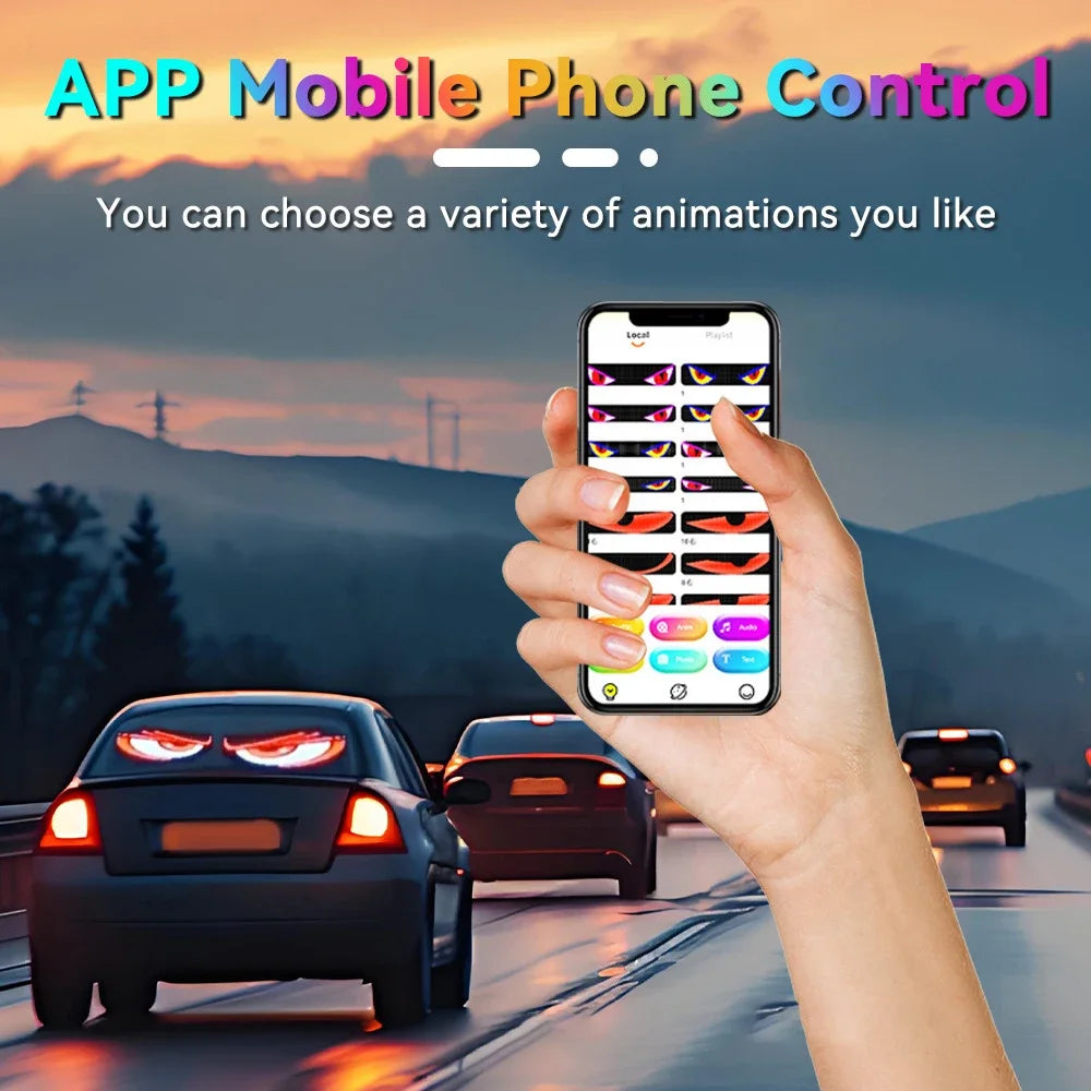 Programmable Flexible LED Matrix Panel RGB Scrolling Text Animation Display for Business Car Shop Festival Advertising Devil Eye