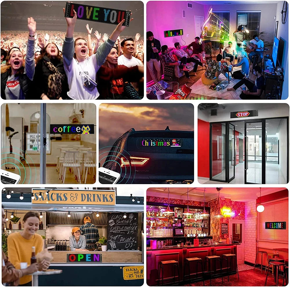 RGB LED Car Matrix Pixel Panel Truck Eyes Sign Animation DIY Programmable Bluetooth App Control Flexible Scrolling Display Light