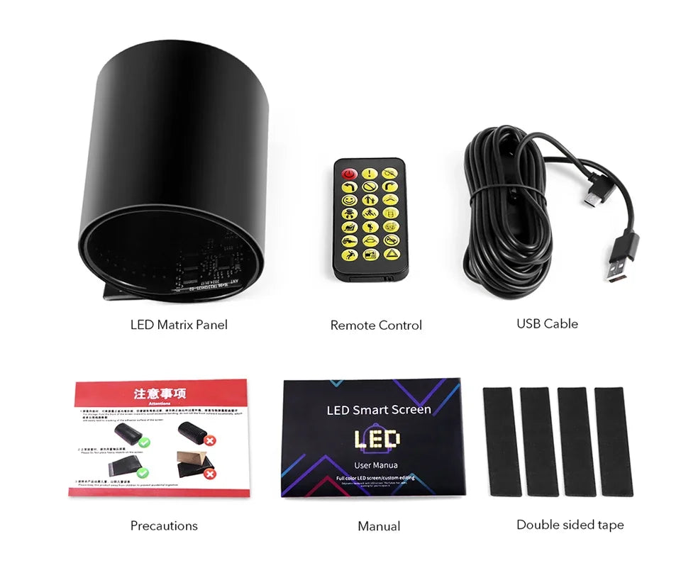 Truck Car Devil Eye LED Sign Car Scrolling Advertising USB 5V Bluetooth App Control Logo Light Custom Text Pattern Animation