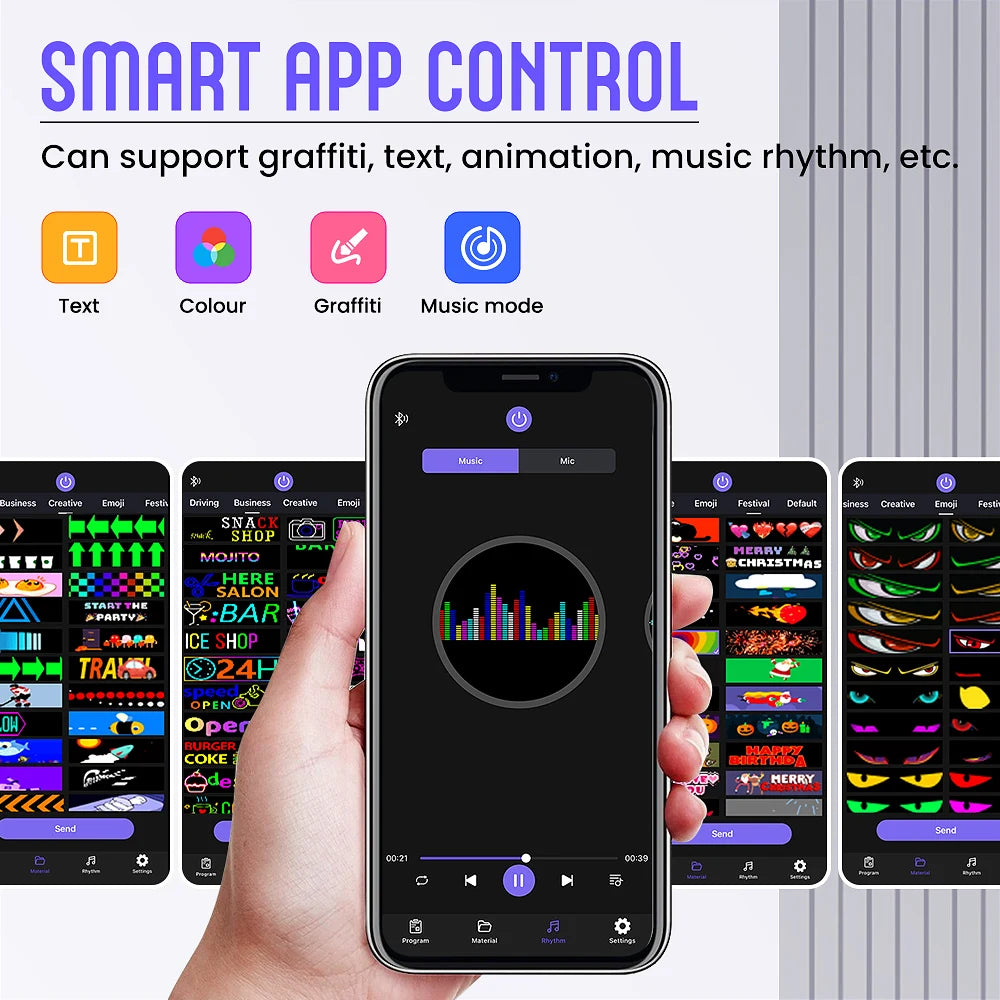 Double layer RGB Flexible Display Panel Screen, Programmable Sign with App, Personalised Light for Car, Shop, Hotel, Advertising