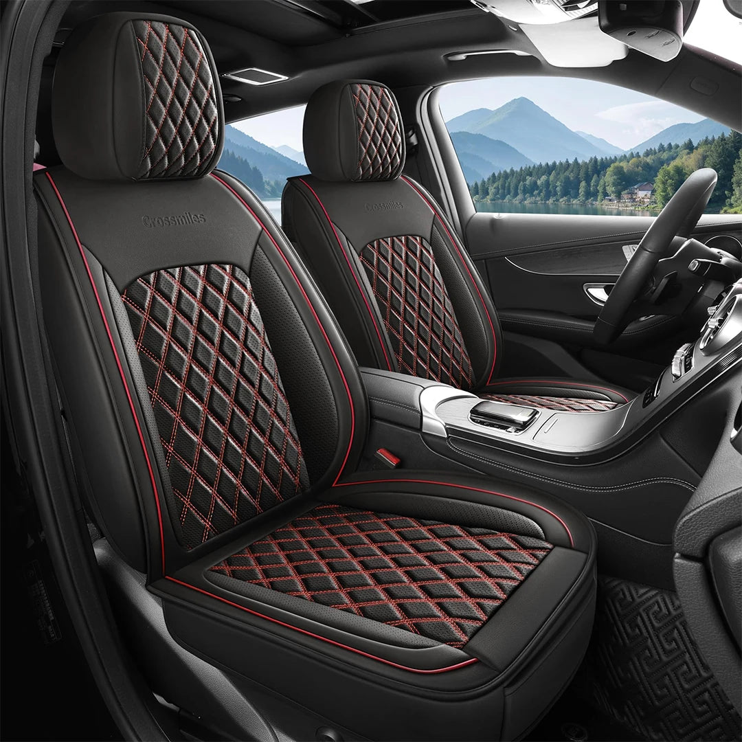 Leather 5pcs Car Seat Cover Protector Seat Waterproof Automotive Seat Covers Full Sets Breathable Universal Fit Full Seats Cover