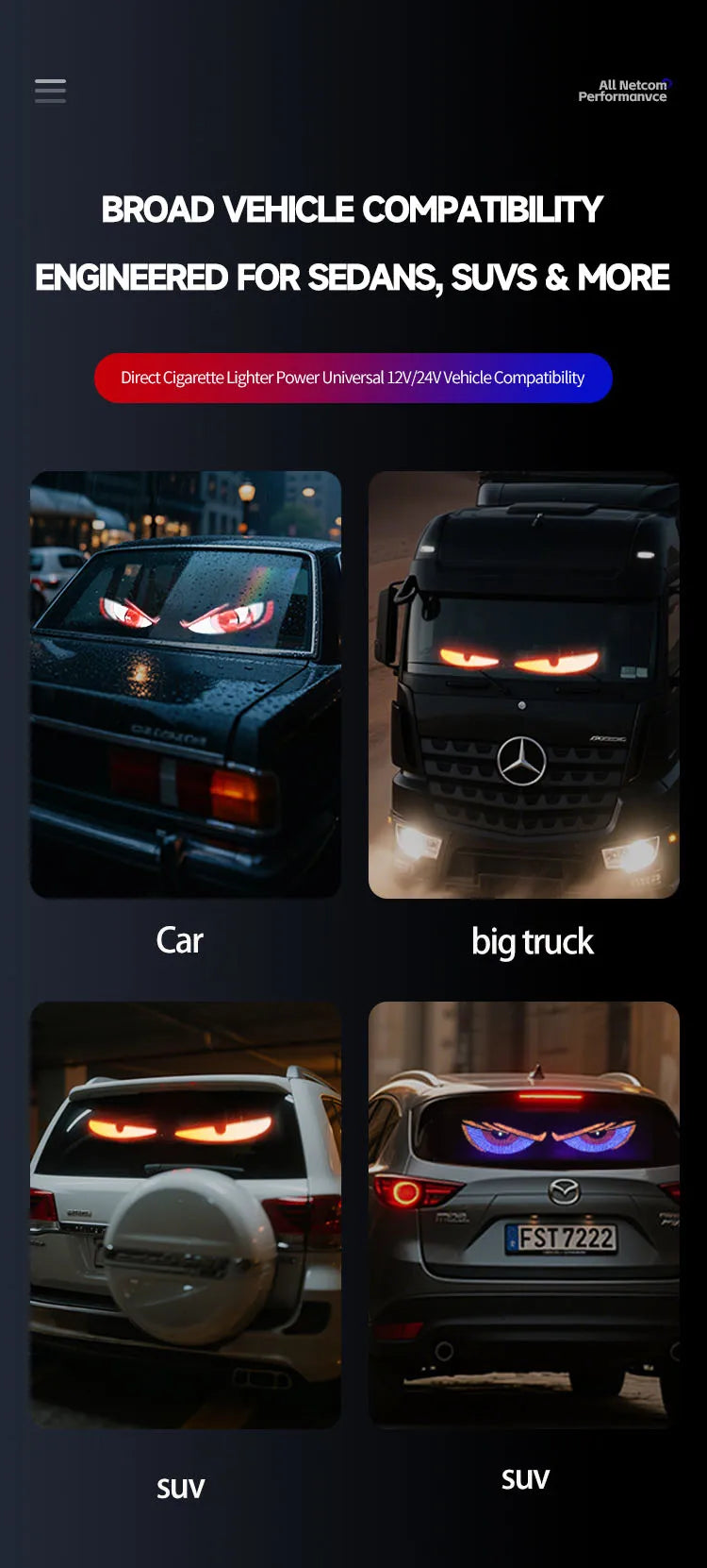Truck eyes Matrix Pixel Panel Display Screen Flexible Car Graffiti Scrolling Text Animation Shop Reminder Light big truck Light