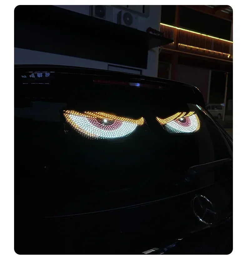 USB Dynamic Devil Eyes Light Car Windshield Dynamic LED Matrix Panel Screen Light for Car Truck Window Decor Lighting