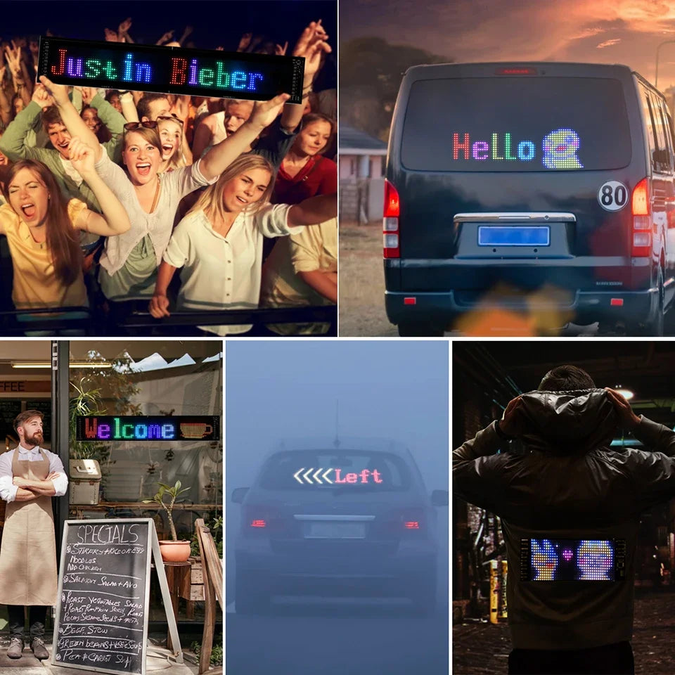 Truck Car Devil Eye LED Sign Car Scrolling Advertising USB 5V Bluetooth App Control Logo Light Custom Text Pattern Animation