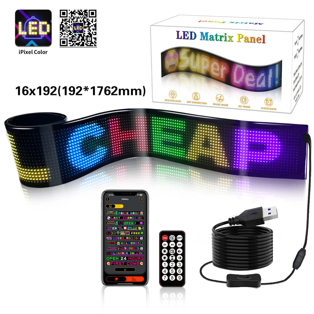 RGB LED Car Matrix Pixel Panel Truck Eyes Sign Animation DIY Programmable Bluetooth App Control Flexible Scrolling Display Light