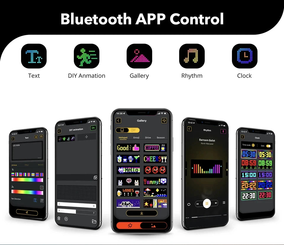 RGB LED Car Matrix Pixel Panel Truck Eyes Sign Animation DIY Programmable Bluetooth App Control Flexible Scrolling Display Light