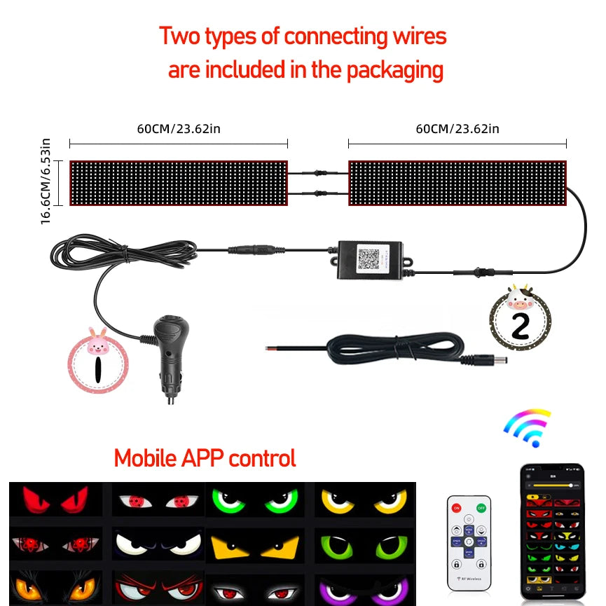 Truck eyes Matrix Pixel Panel Display Screen Flexible Car Graffiti Scrolling Text Animation Shop Reminder Light big truck Light