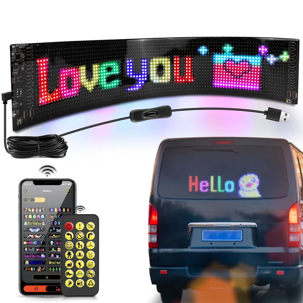 Truck Car Devil Eye LED Sign Car Scrolling Advertising USB 5V Bluetooth App Control Logo Light Custom Text Pattern Animation