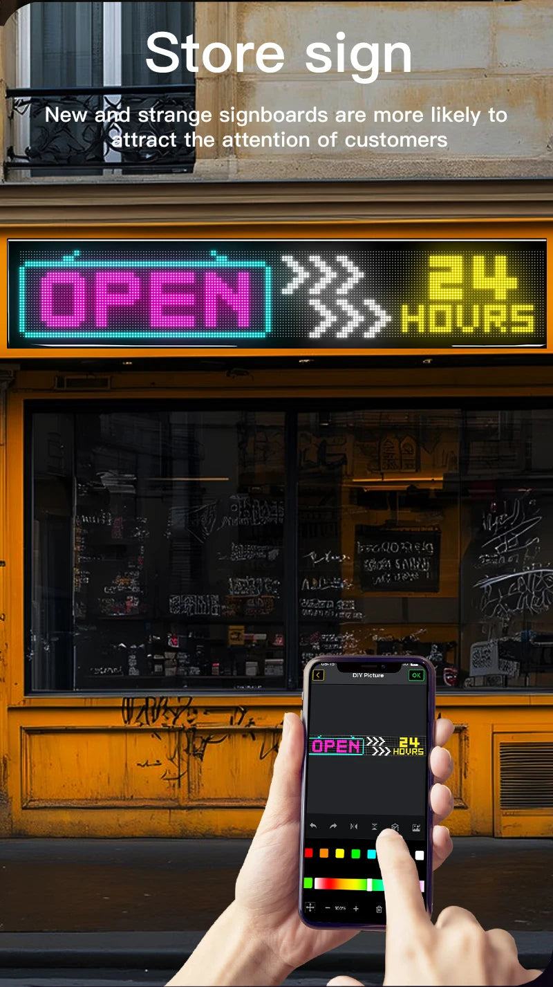 RGB LED Car Matrix Pixel Panel Truck Eyes Sign Animation DIY Programmable Bluetooth App Control Flexible Scrolling Display Light