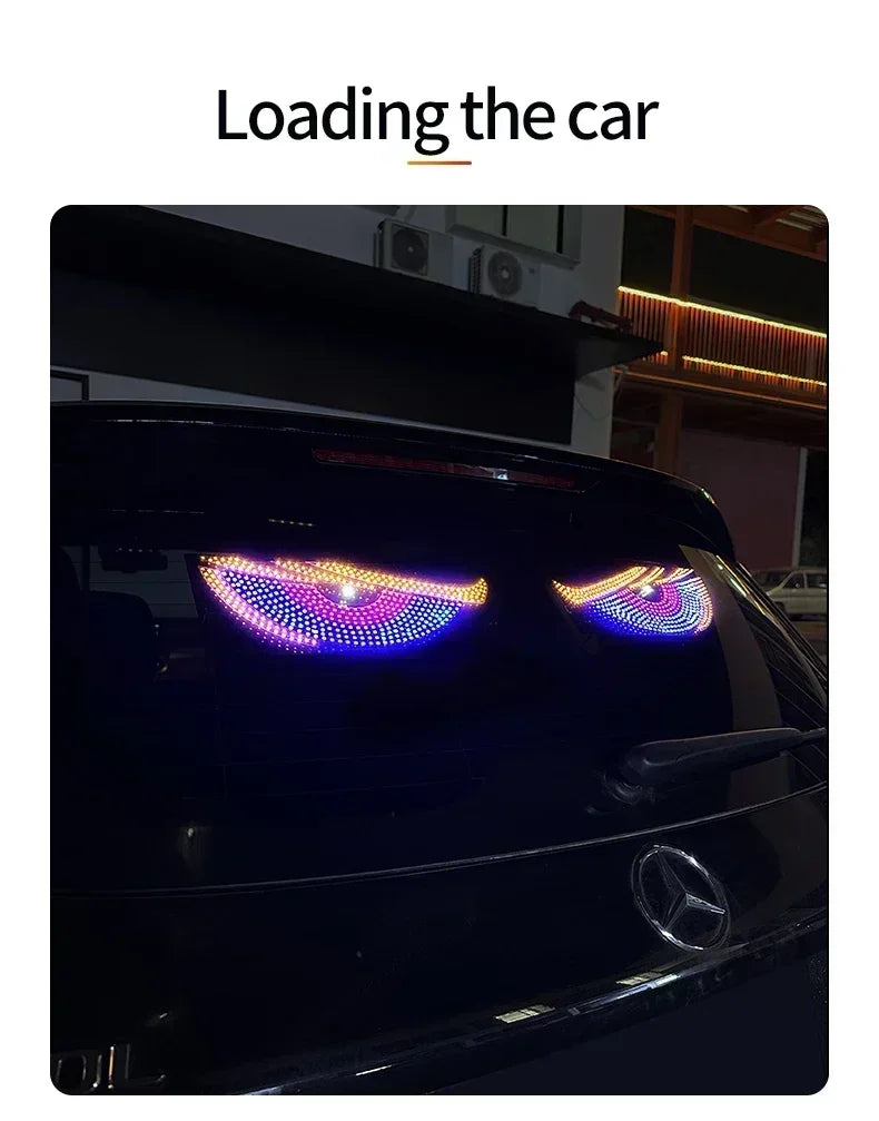 USB Dynamic Devil Eyes Light Car Windshield Dynamic LED Matrix Panel Screen Light for Car Truck Window Decor Lighting