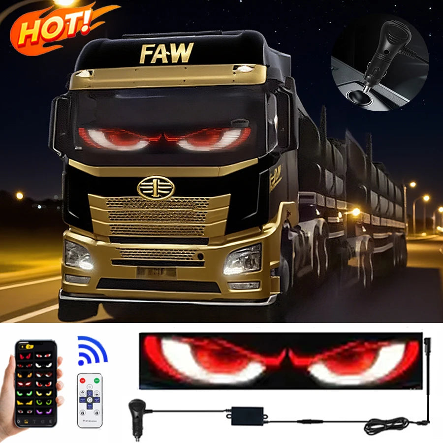 Truck eyes Matrix Pixel Panel Display Screen Flexible Car Graffiti Scrolling Text Animation Shop Reminder Light big truck Light