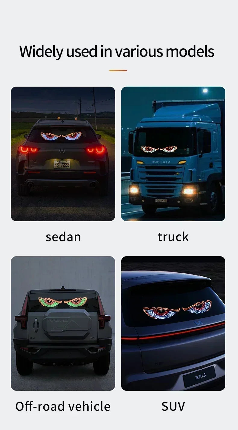USB Dynamic Devil Eyes Light Car Windshield Dynamic LED Matrix Panel Screen Light for Car Truck Window Decor Lighting