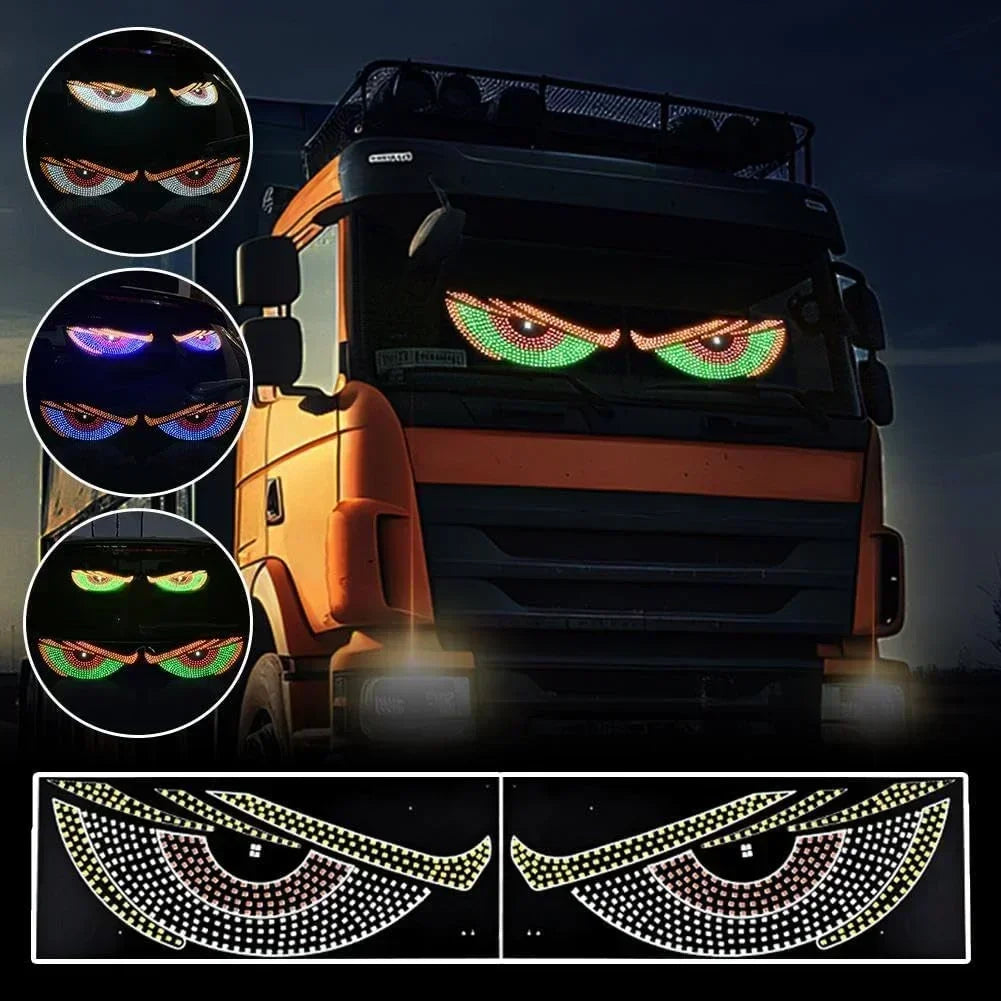 USB Dynamic Devil Eyes Light Car Windshield Dynamic LED Matrix Panel Screen Light for Car Truck Window Decor Lighting