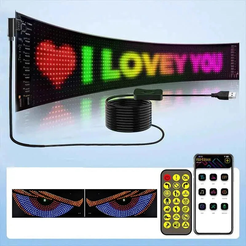 LED Matrix Pixel Panel, Scrolling Bright Advertising LED Signs, Flexible USB 5V LED Car Sign Bluetooth App Control