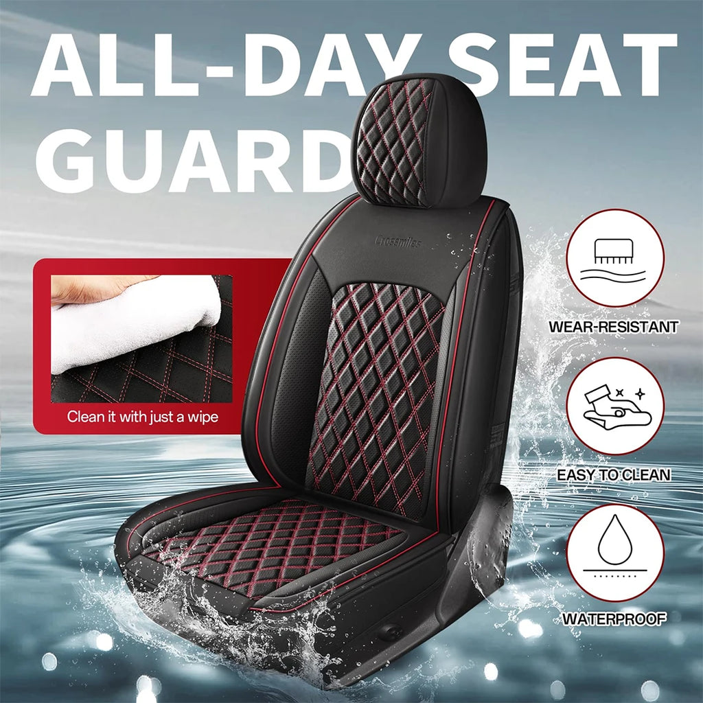 Leather 5pcs Car Seat Cover Protector Seat Waterproof Automotive Seat Covers Full Sets Breathable Universal Fit Full Seats Cover