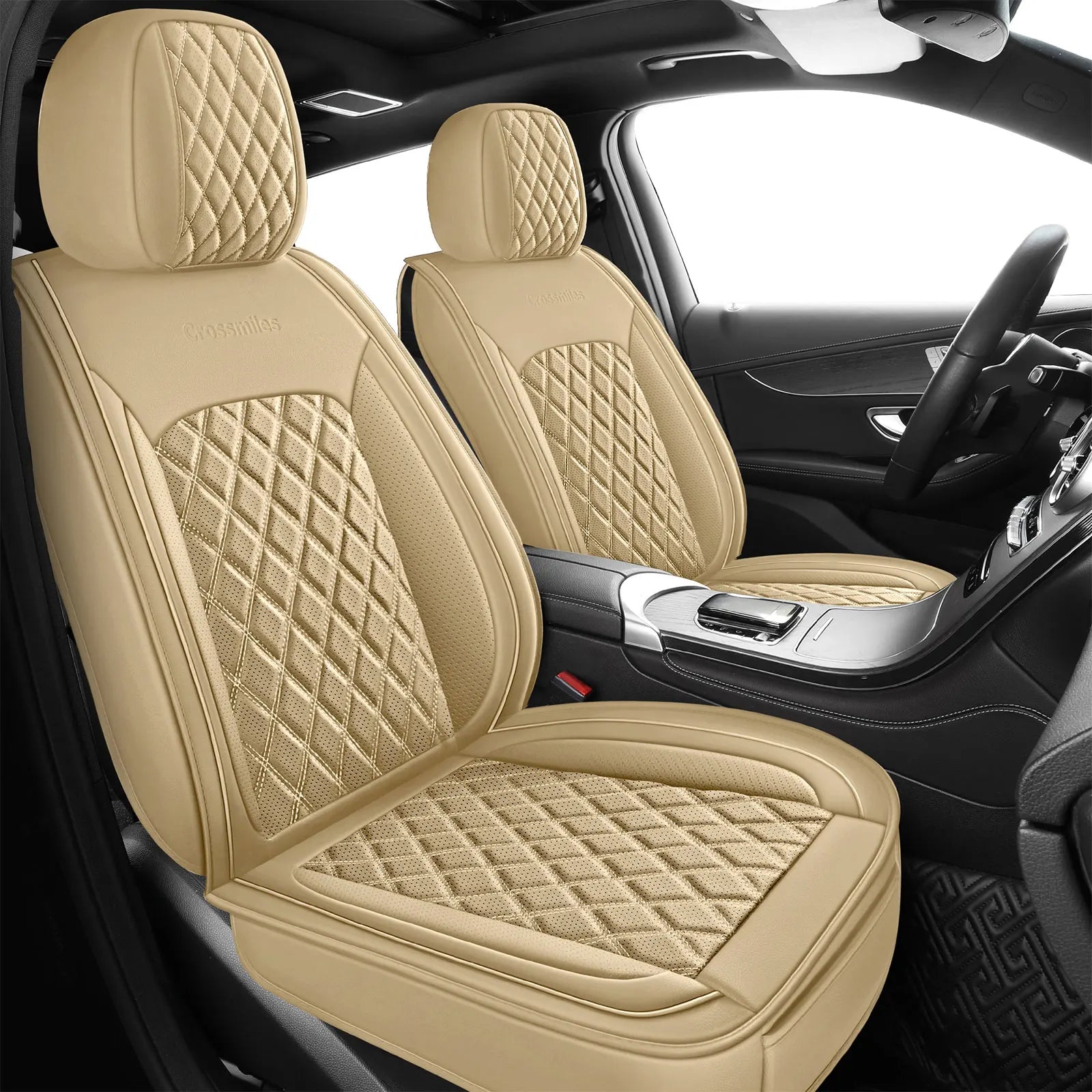 Leather 5pcs Car Seat Cover Protector Seat Waterproof Automotive Seat Covers Full Sets Breathable Universal Fit Full Seats Cover
