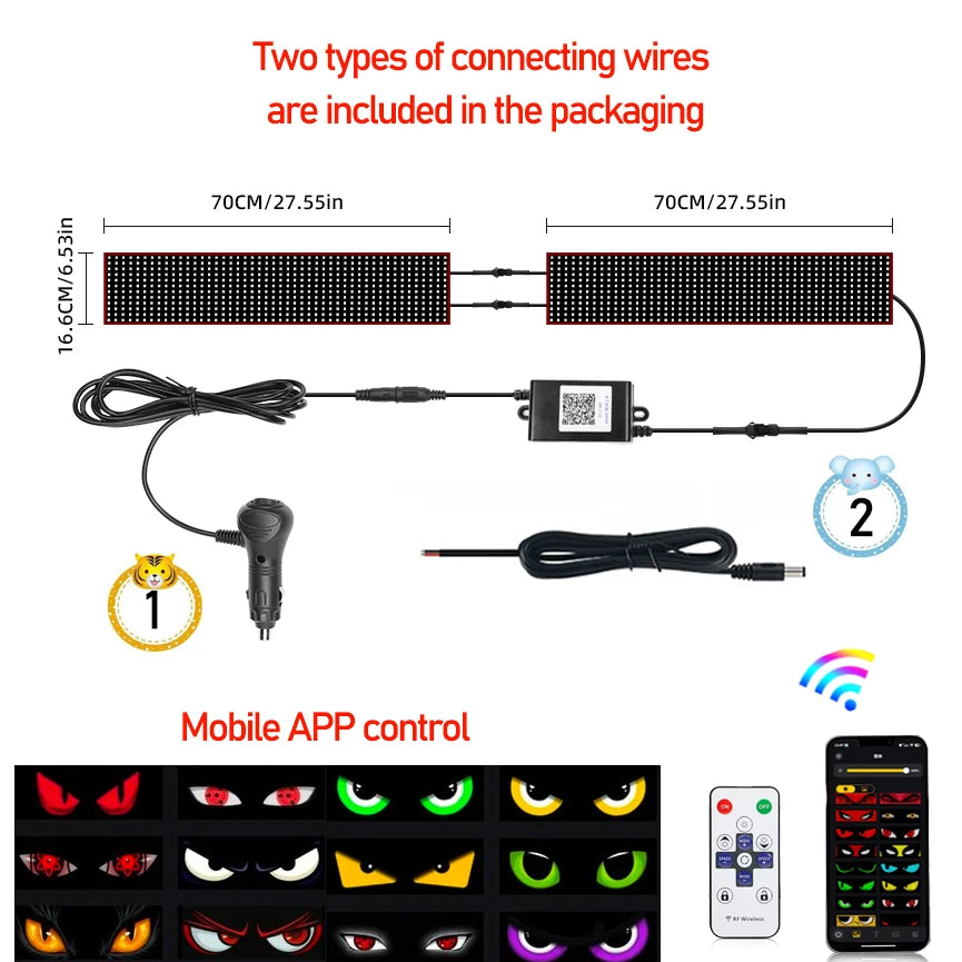 Truck eyes Matrix Pixel Panel Display Screen Flexible Car Graffiti Scrolling Text Animation Shop Reminder Light big truck Light