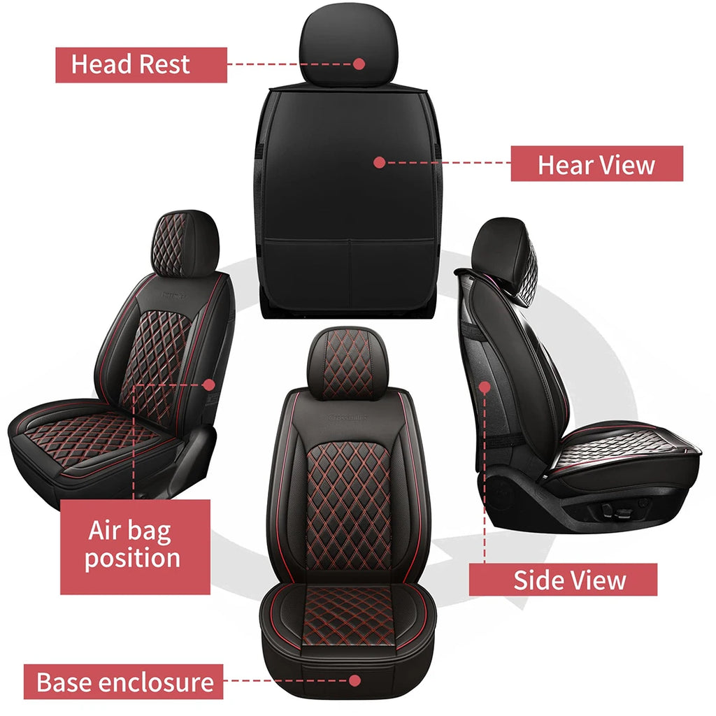 Leather 5pcs Car Seat Cover Protector Seat Waterproof Automotive Seat Covers Full Sets Breathable Universal Fit Full Seats Cover