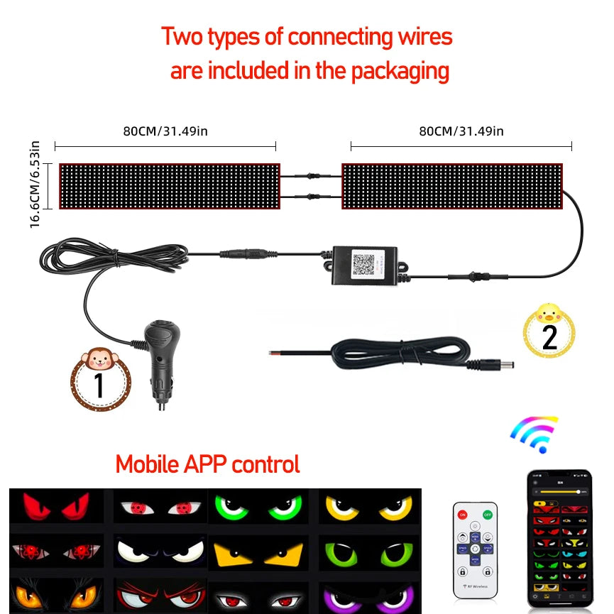 Truck eyes Matrix Pixel Panel Display Screen Flexible Car Graffiti Scrolling Text Animation Shop Reminder Light big truck Light