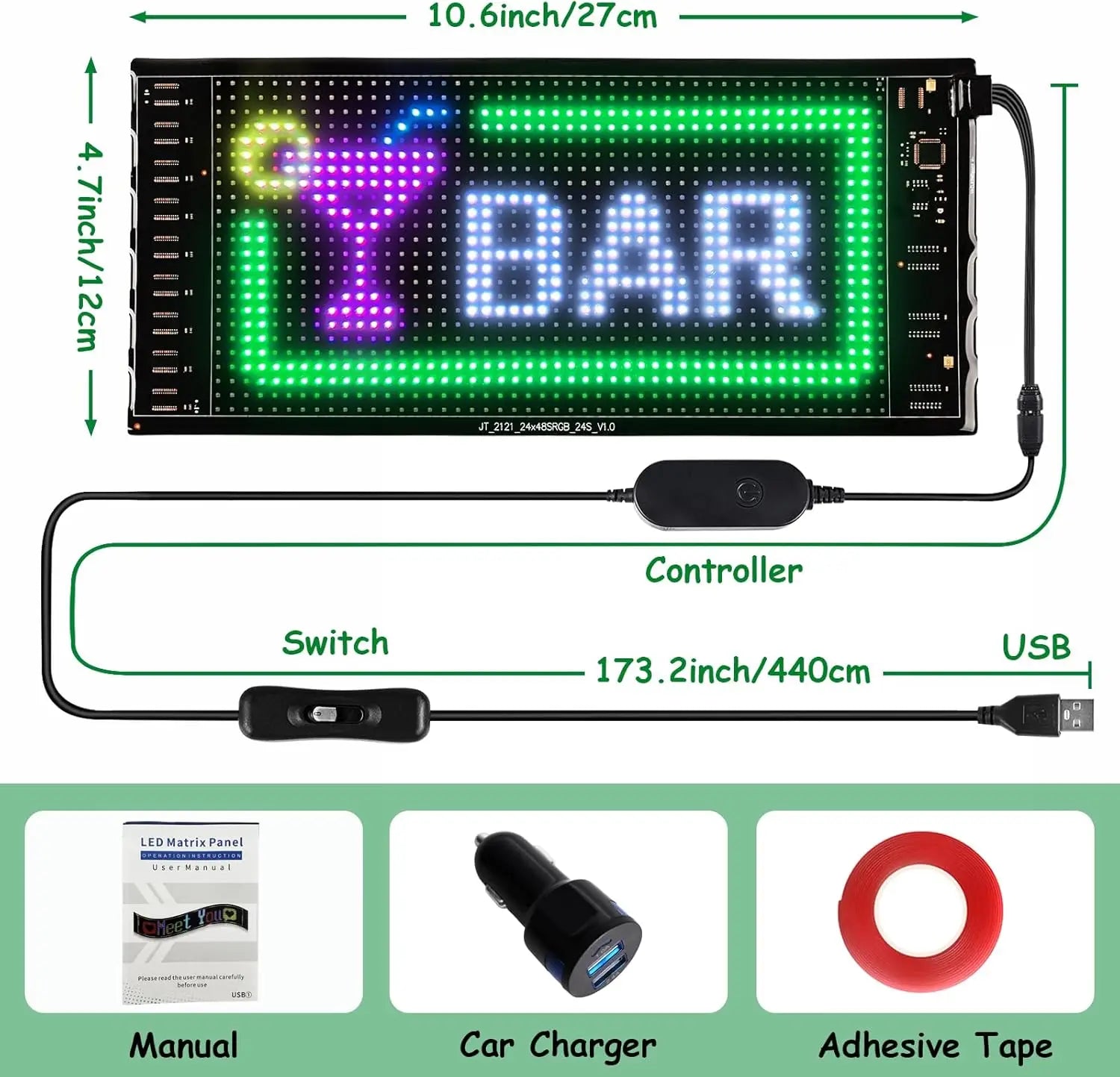 Double layer RGB Flexible Display Panel Screen, Programmable Sign with App, Personalised Light for Car, Shop, Hotel, Advertising