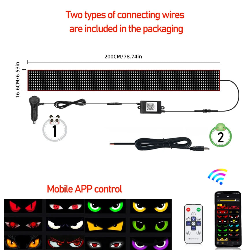 Truck eyes Matrix Pixel Panel Display Screen Flexible Car Graffiti Scrolling Text Animation Shop Reminder Light big truck Light