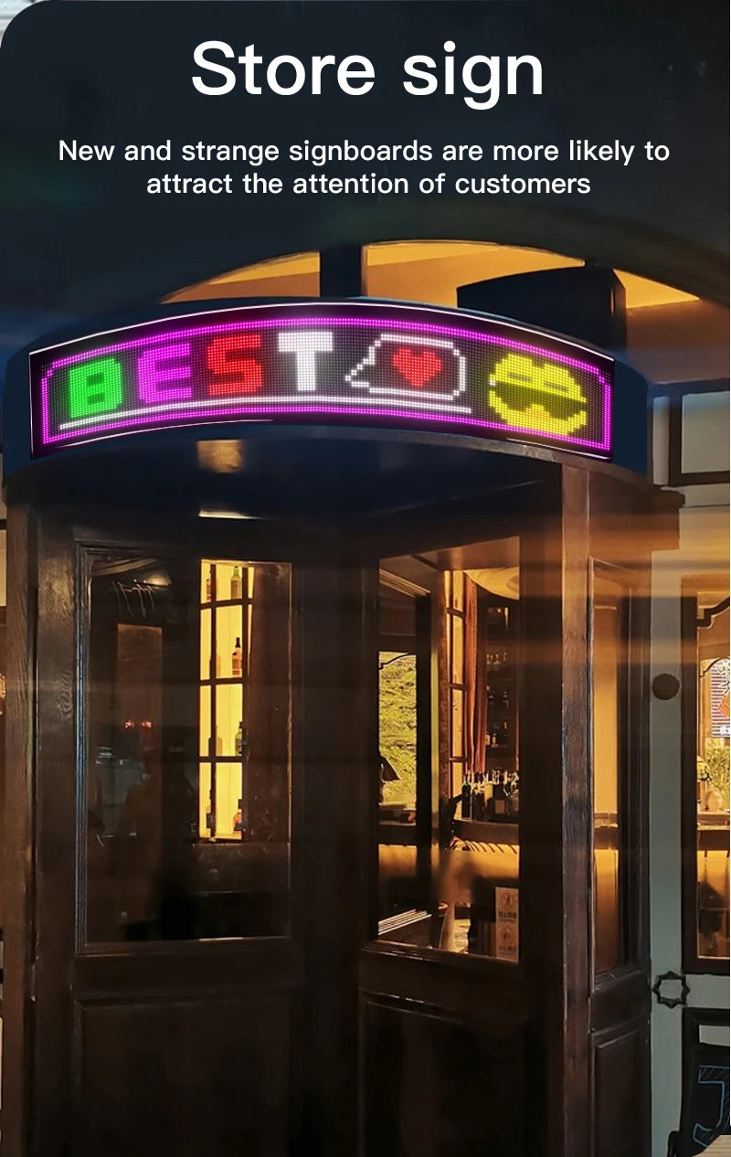 RGB LED Car Matrix Pixel Panel Truck Eyes Sign Animation DIY Programmable Bluetooth App Control Flexible Scrolling Display Light