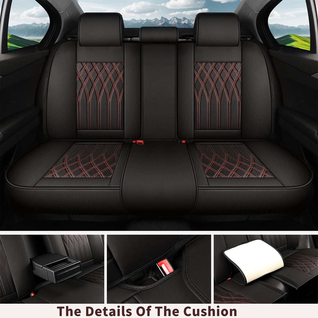 Leather 5pcs Car Seat Cover Protector Seat Waterproof Automotive Seat Covers Full Sets Breathable Universal Fit Full Seats Cover