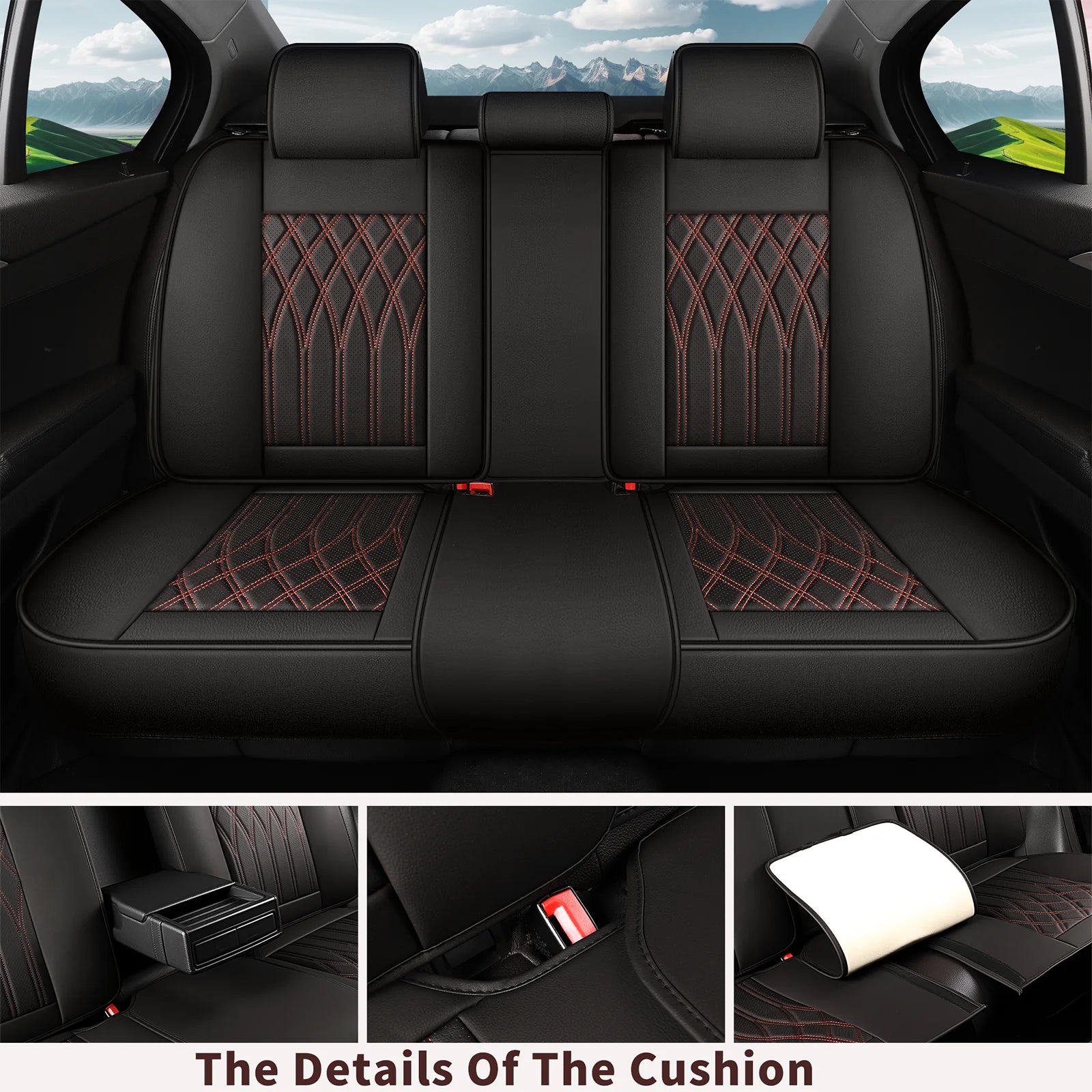 Leather 5pcs Car Seat Cover Protector Seat Waterproof Automotive Seat Covers Full Sets Breathable Universal Fit Full Seats Cover