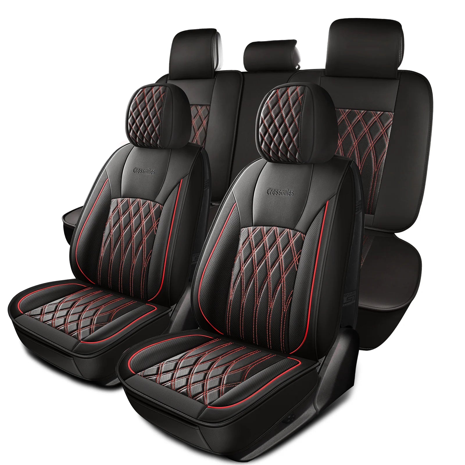 Leather 5pcs Car Seat Cover Protector Seat Waterproof Automotive Seat Covers Full Sets Breathable Universal Fit Full Seats Cover