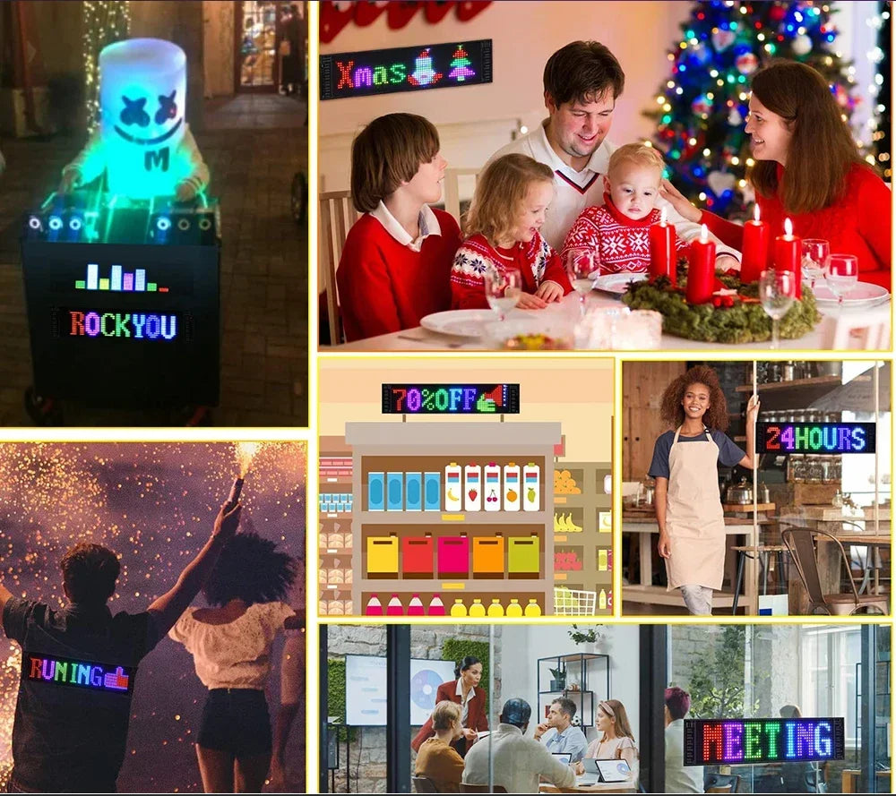 LED Matrix Pixel Panel, Scrolling Bright Advertising LED Signs, Flexible USB 5V LED Car Sign Bluetooth App Control