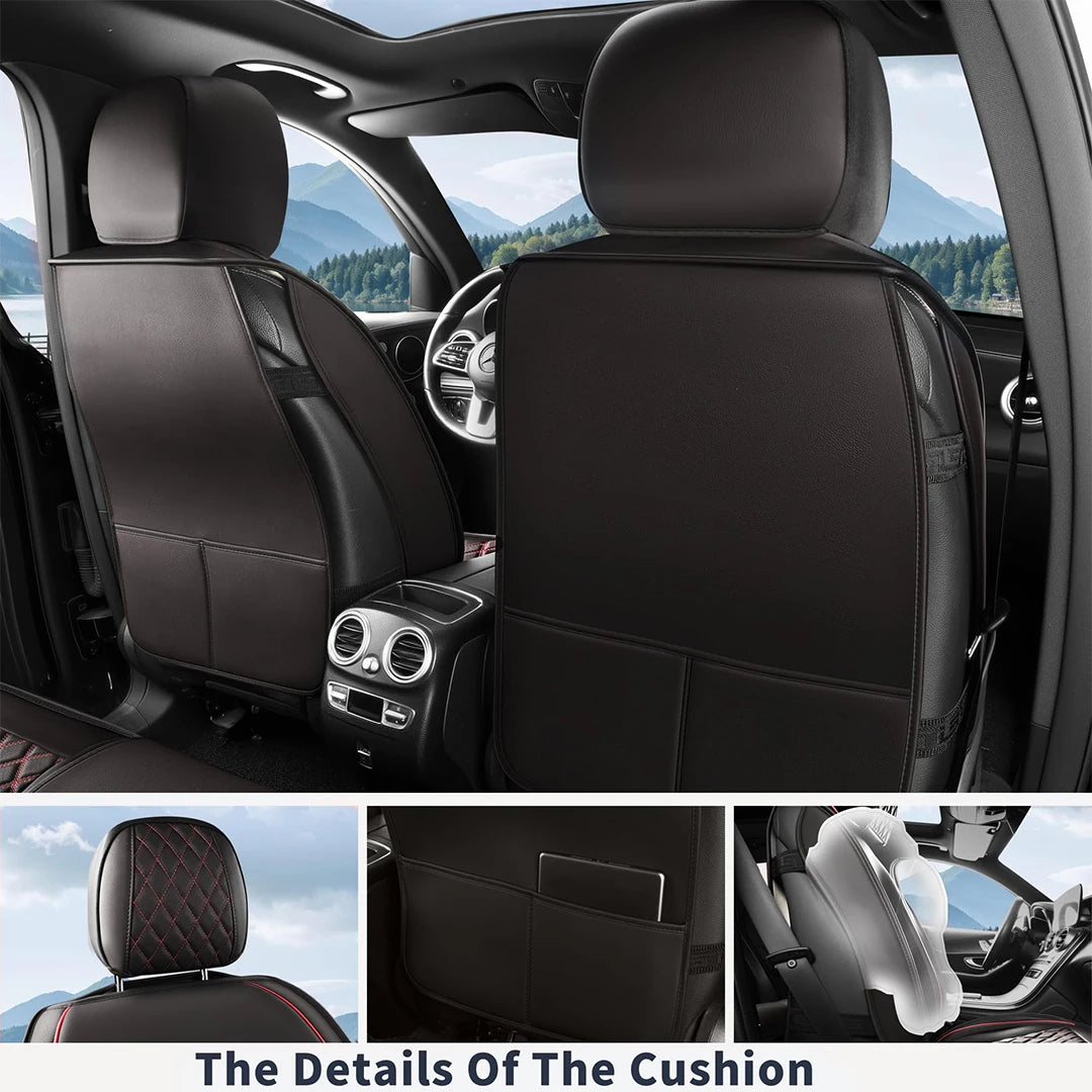 Leather 5pcs Car Seat Cover Protector Seat Waterproof Automotive Seat Covers Full Sets Breathable Universal Fit Full Seats Cover