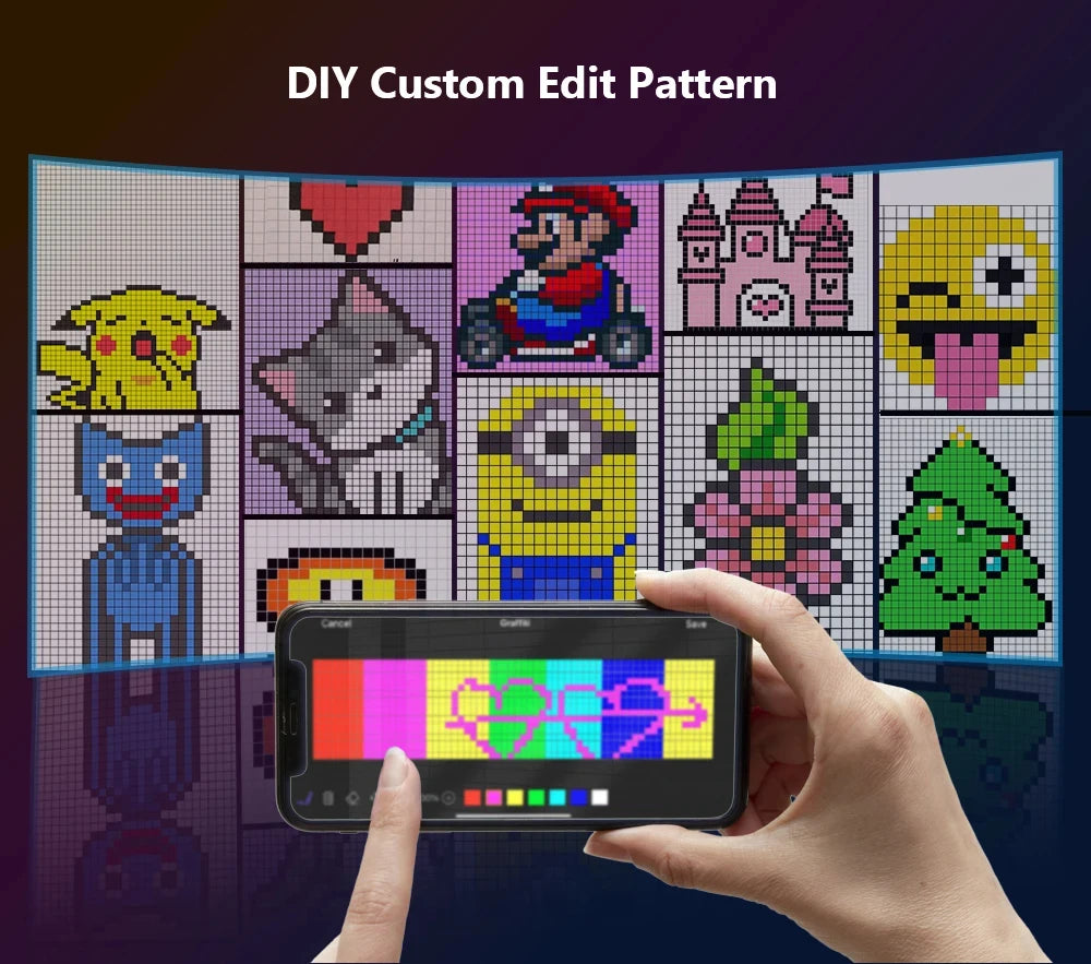 RGB LED Car Matrix Pixel Panel Truck Eyes Sign Animation DIY Programmable Bluetooth App Control Flexible Scrolling Display Light