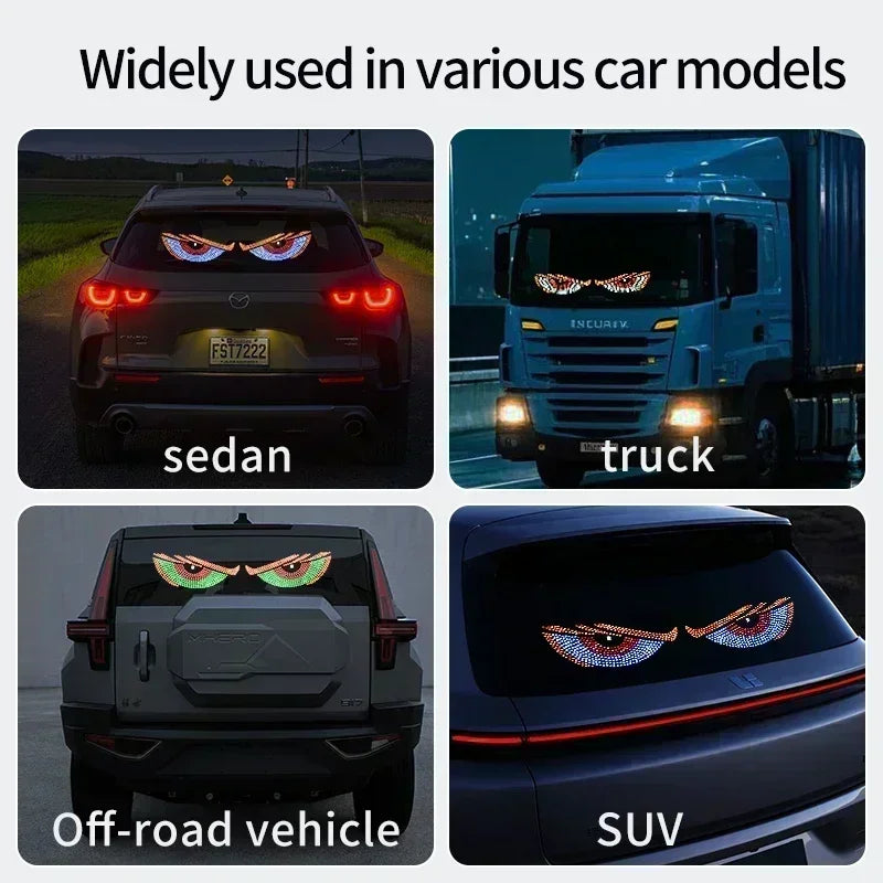 USB Dynamic Devil Eyes Light Car Windshield Dynamic LED Matrix Panel Screen Light for Car Truck Window Decor Lighting