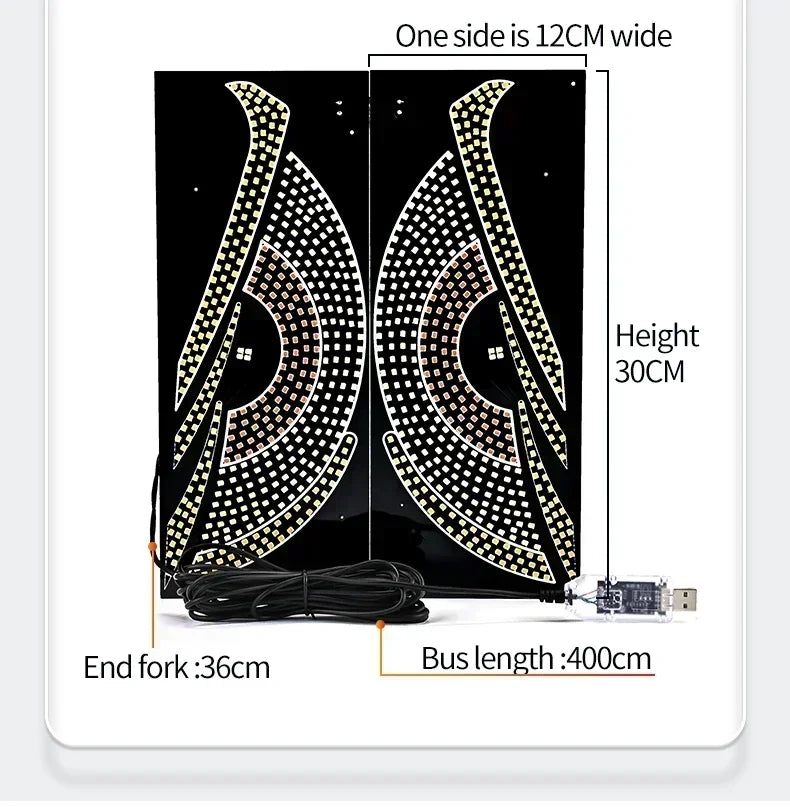 USB Dynamic Devil Eyes Light Car Windshield Dynamic LED Matrix Panel Screen Light for Car Truck Window Decor Lighting