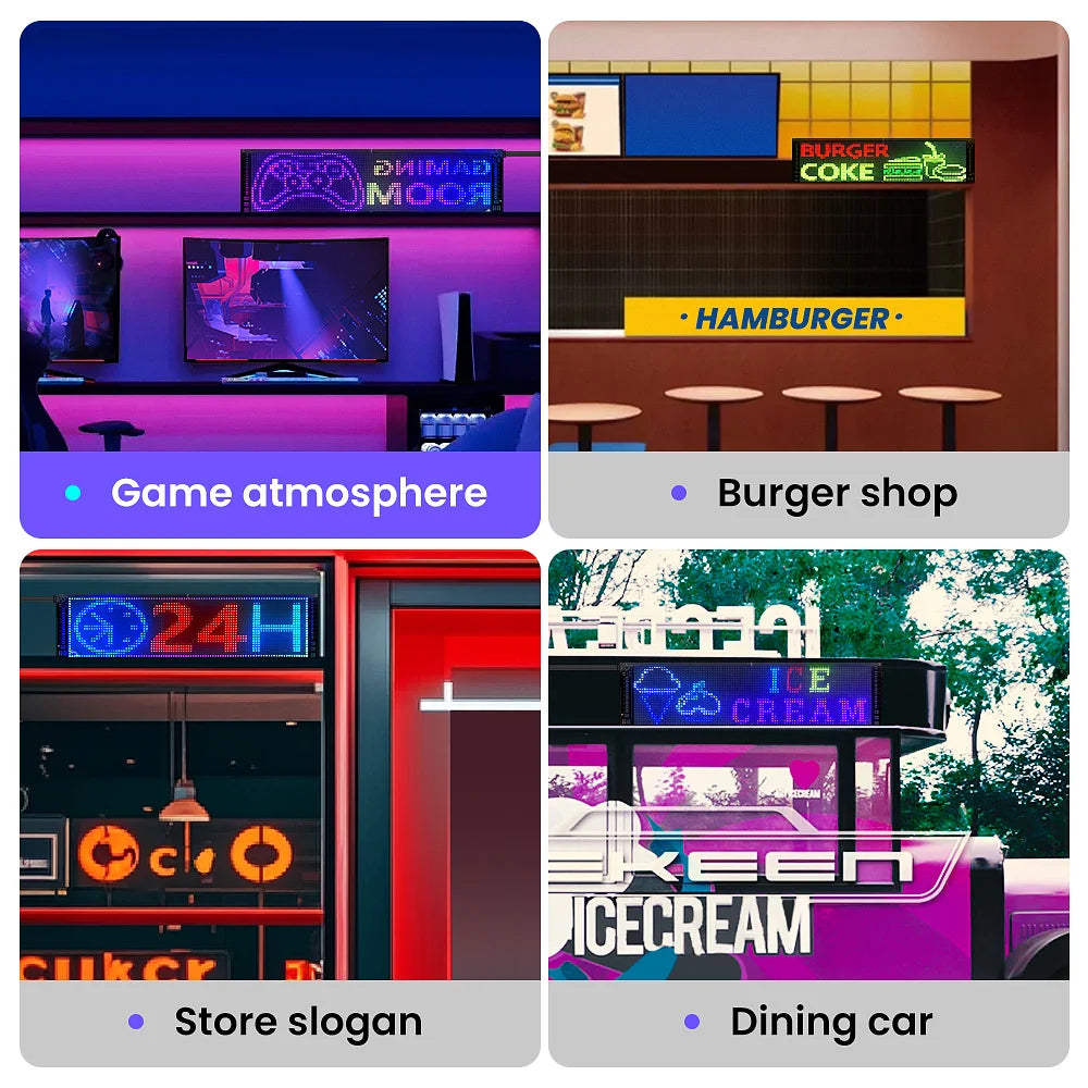 Double layer RGB Flexible Display Panel Screen, Programmable Sign with App, Personalised Light for Car, Shop, Hotel, Advertising