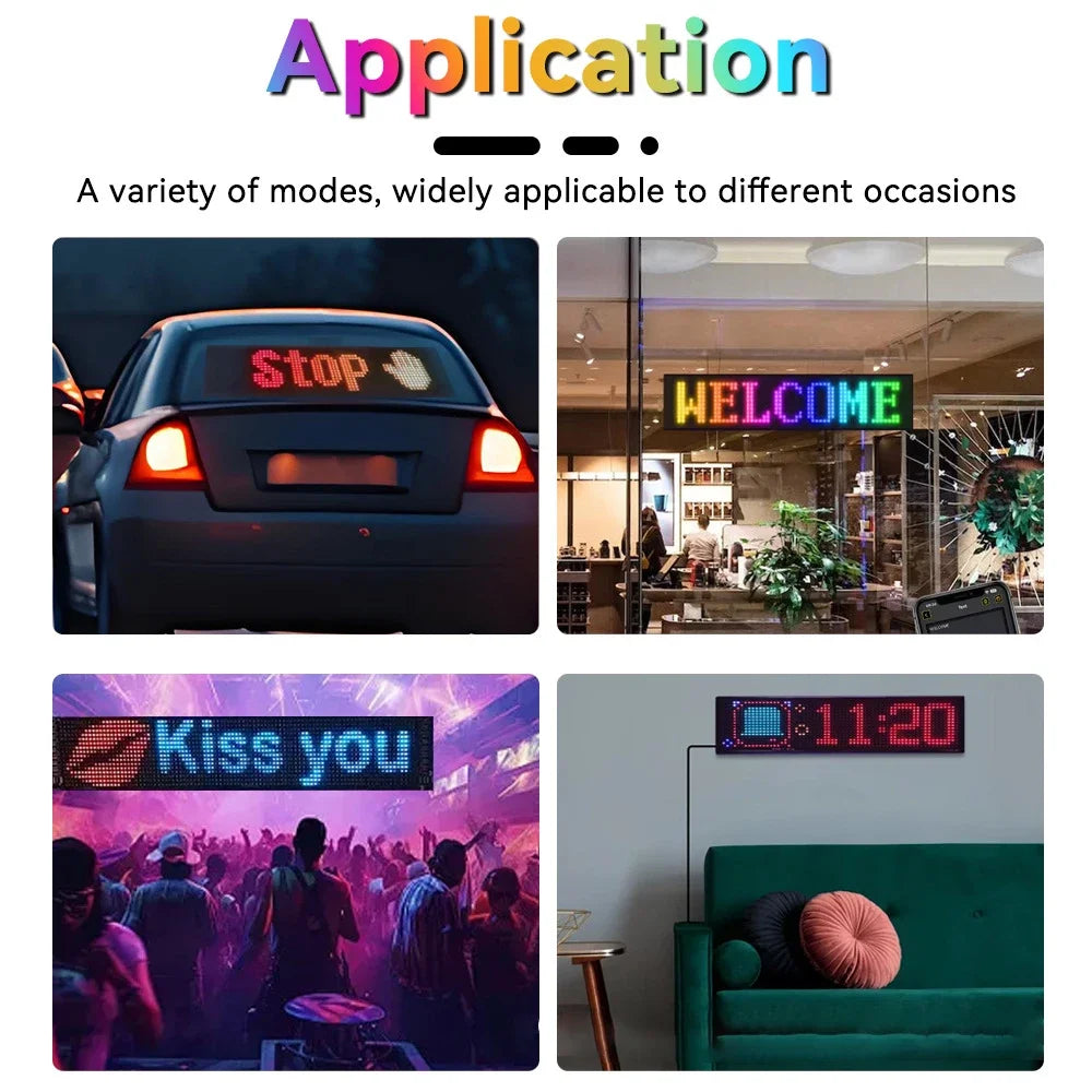 Programmable Flexible LED Matrix Panel RGB Scrolling Text Animation Display for Business Car Shop Festival Advertising Devil Eye