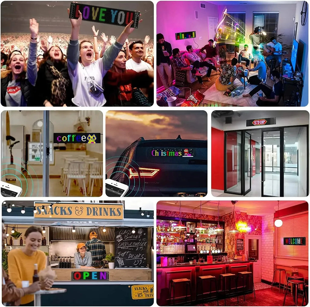 LED Matrix Pixel Panel, Scrolling Bright Advertising LED Signs, Flexible USB 5V LED Car Sign Bluetooth App Control