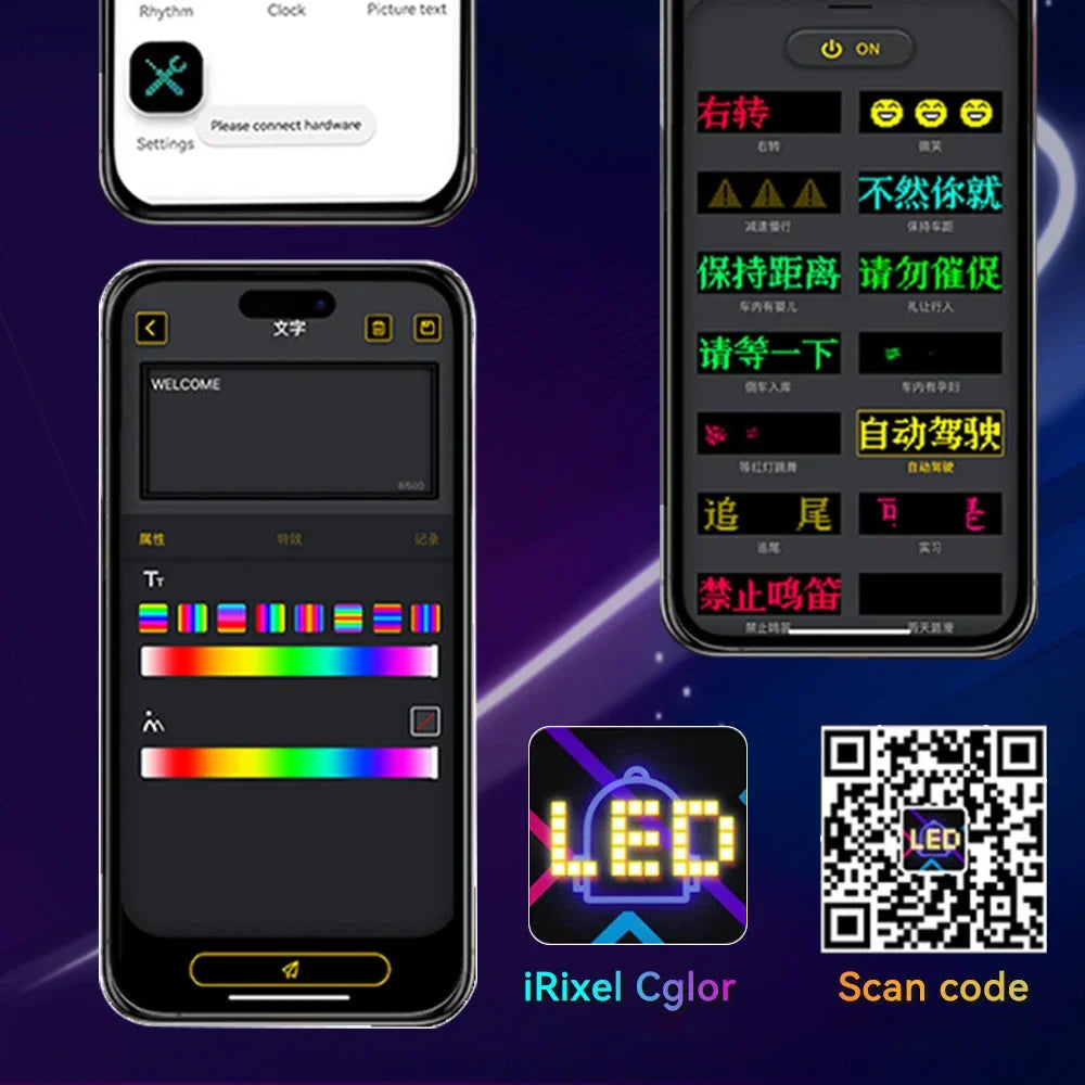 Programmable Flexible LED Matrix Panel RGB Scrolling Text Animation Display for Business Car Shop Festival Advertising Devil Eye